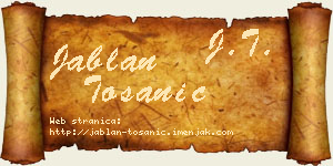 Jablan Tošanić vizit kartica